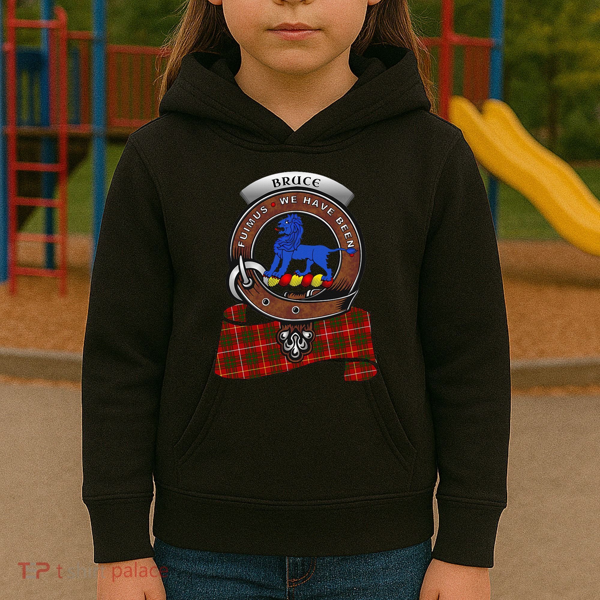 Bruce Scottish Clan Badge & Tartan Kids Hoodie