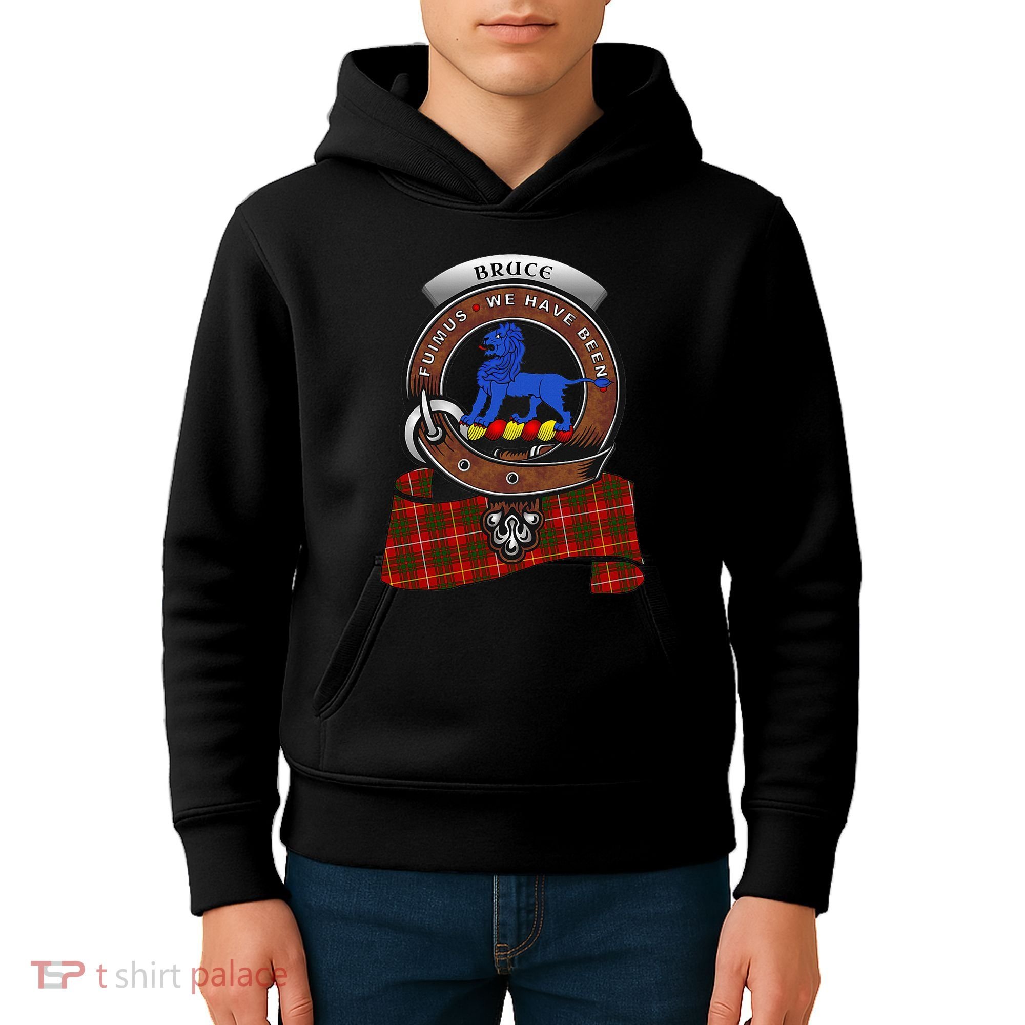 Bruce Scottish Clan Badge & Tartan Kids Hoodie