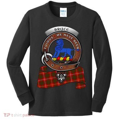 Bruce Scottish Clan Badge & Tartan Kids Long Sleeve Shirt