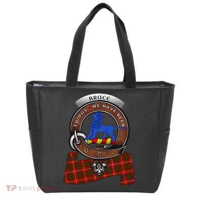 Bruce Scottish Clan Badge & Tartan Tote Bag
