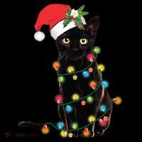 Black Santa Cat Tangled Up In Lights Christmas Santa Coffee Mug thumb 5