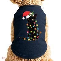 Black Santa Cat Tangled Up In Lights Christmas Santa Doggie Tank thumb 0