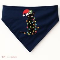 Black Santa Cat Tangled Up In Lights Christmas Santa USA-Made Doggie Bandana thumb 0