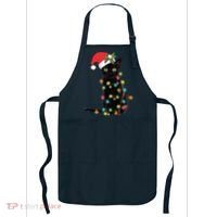 Black Santa Cat Tangled Up In Lights Christmas Santa Apron thumb 0