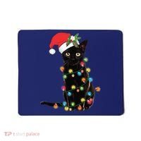 Black Santa Cat Tangled Up In Lights Christmas Santa Mousepad thumb 0