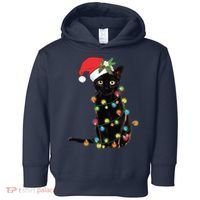 Black Santa Cat Tangled Up In Lights Christmas Santa Toddler Hoodie thumb 0
