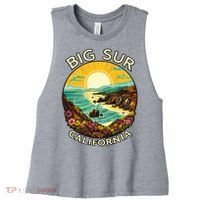 Big Sur California Beach Central Coast Retro Forest Camping Women's Racerback Cropped Tank thumb 0
