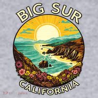 Big Sur California Beach Central Coast Retro Forest Camping Women's Racerback Cropped Tank thumb 2