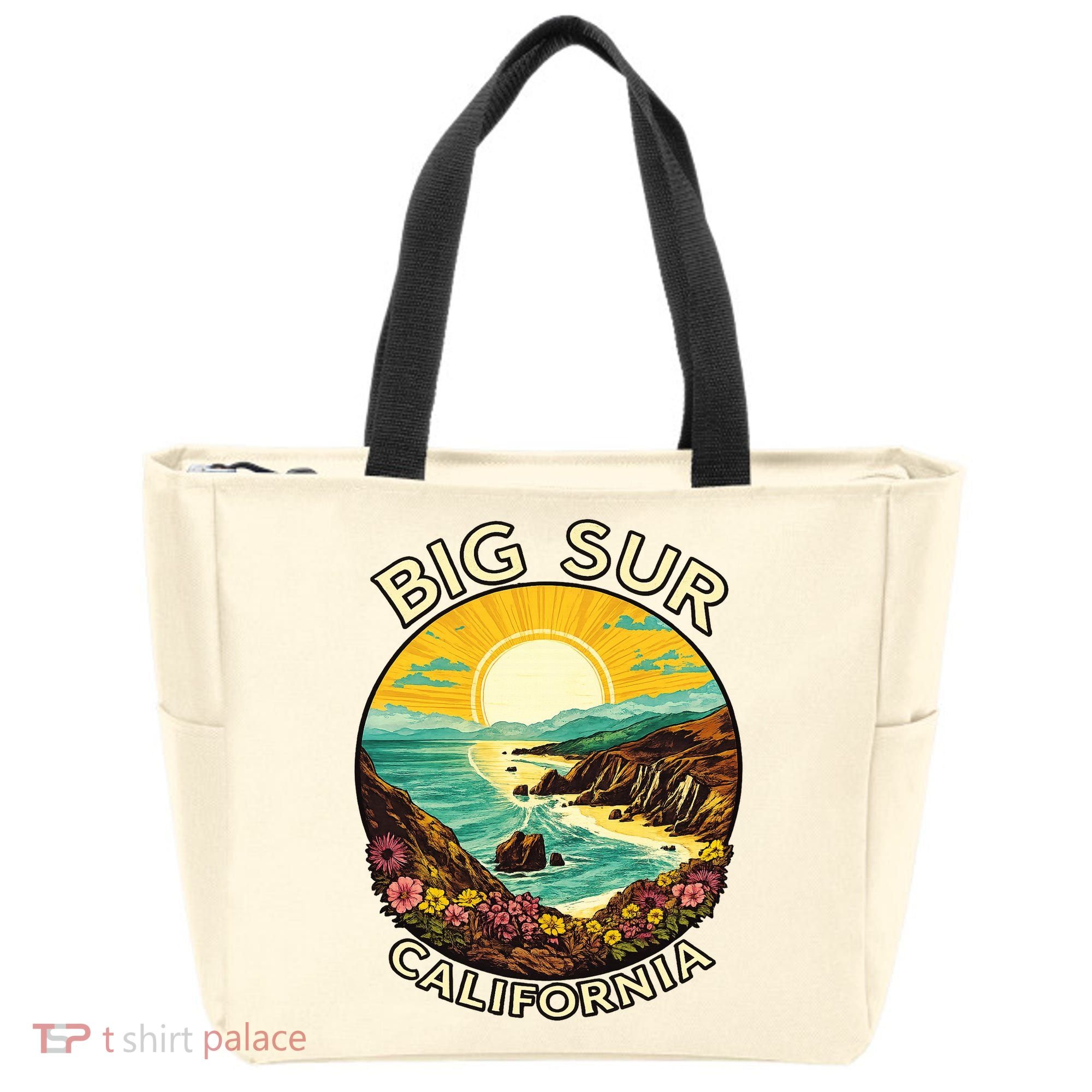 Big Sur California Beach Central Coast Retro Forest Camping Tote Bag