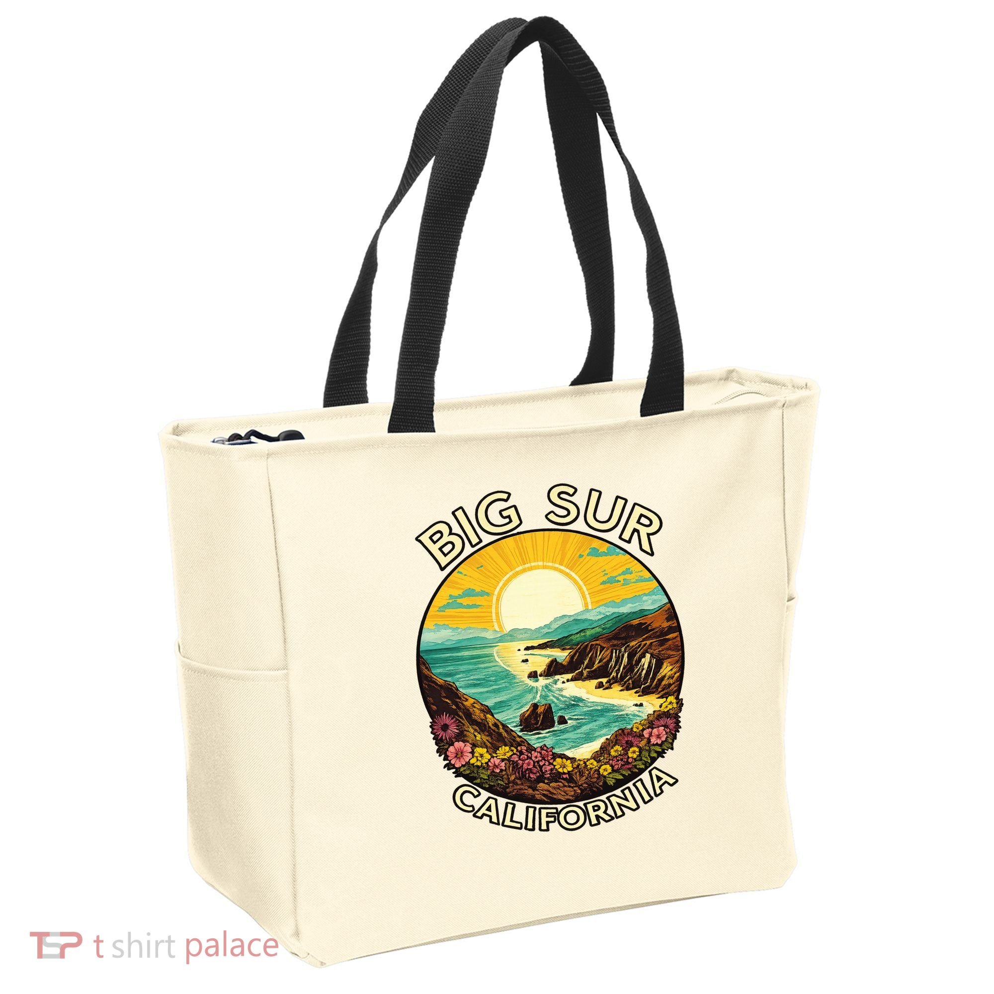 Big Sur California Beach Central Coast Retro Forest Camping Tote Bag