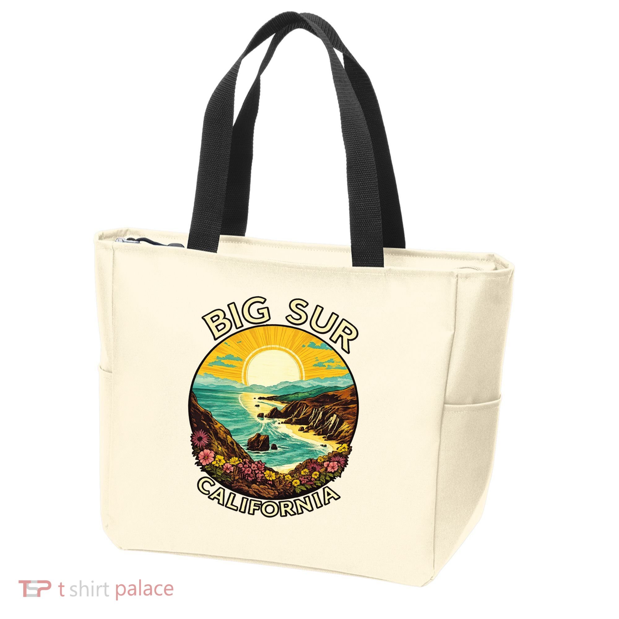 Big Sur California Beach Central Coast Retro Forest Camping Tote Bag