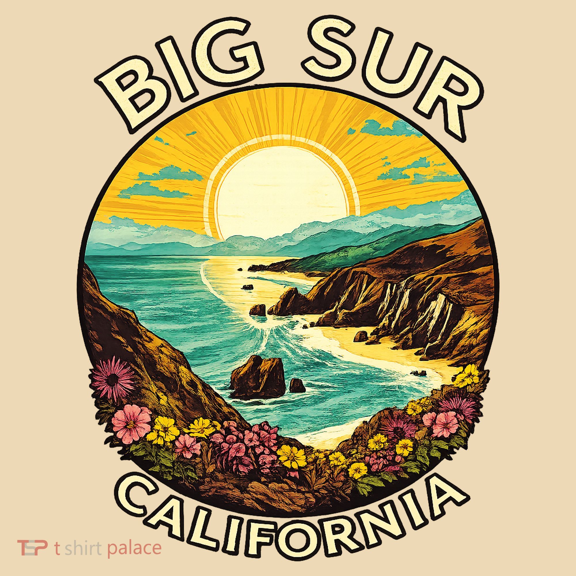 Big Sur California Beach Central Coast Retro Forest Camping Tote Bag