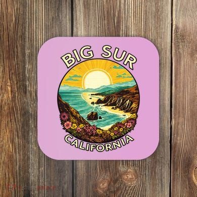 Big Sur California Beach Central Coast Retro Forest Camping Coaster