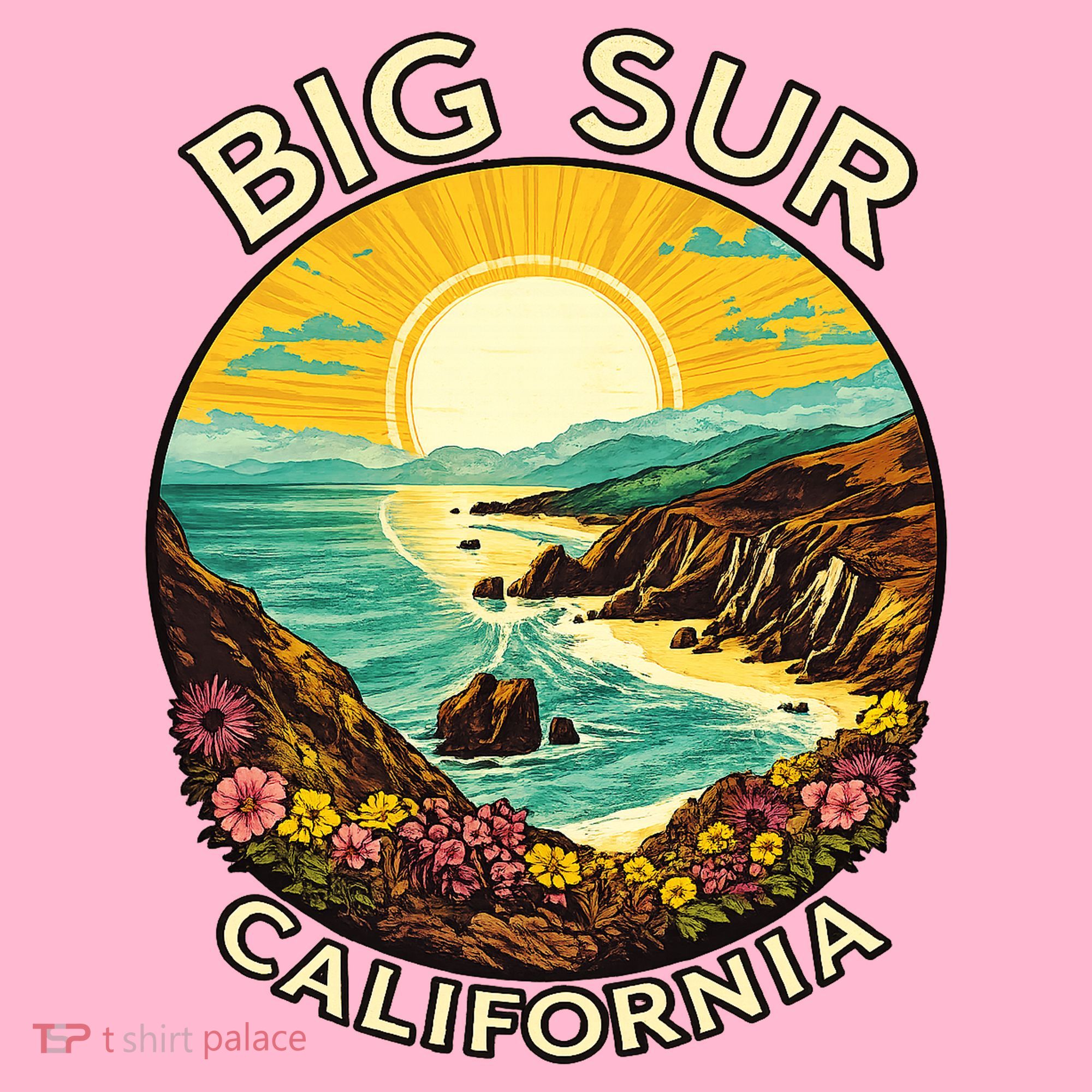 Big Sur California Beach Central Coast Retro Forest Camping Coaster