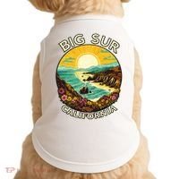 Big Sur California Beach Central Coast Retro Forest Camping Doggie Tank thumb 0