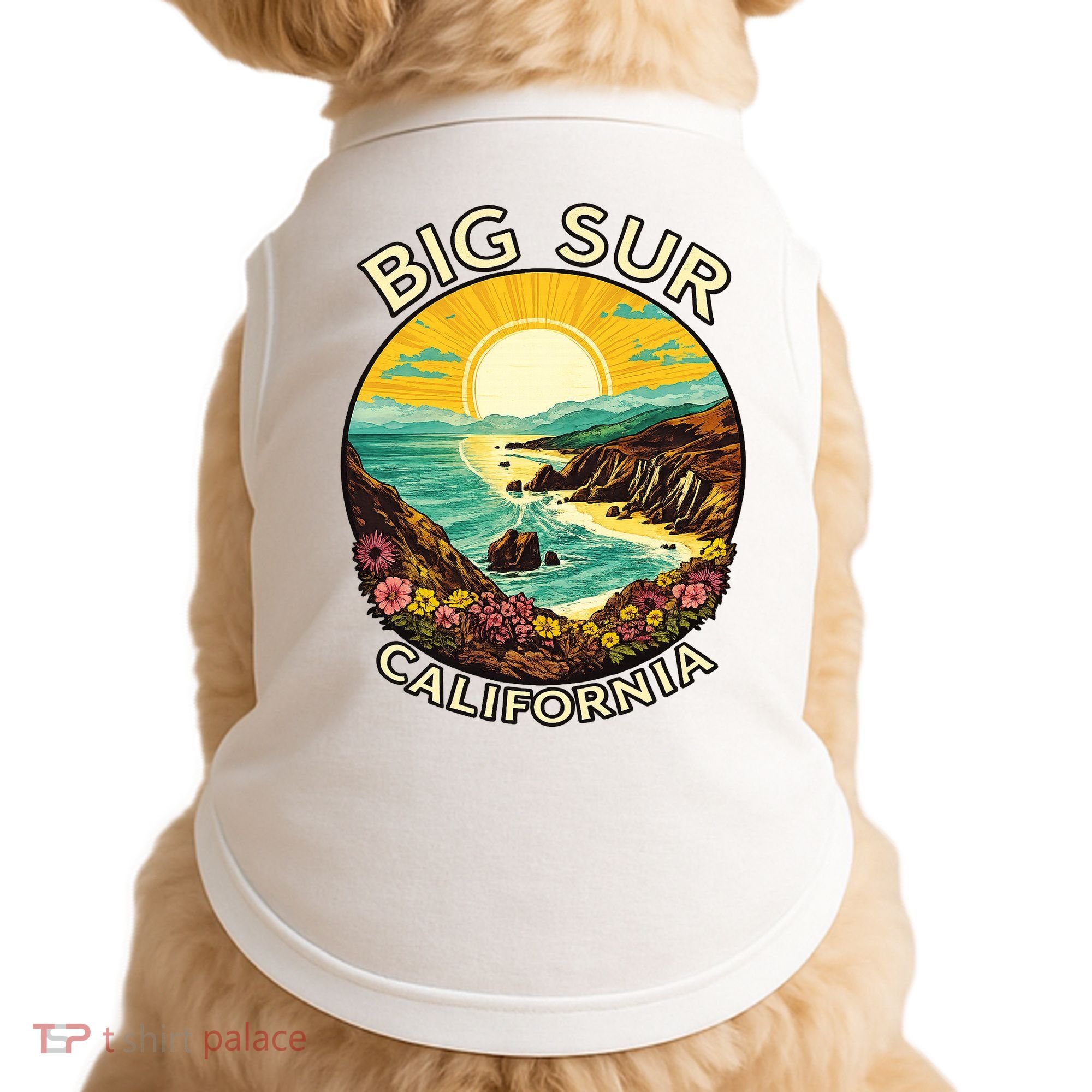 Big Sur California Beach Central Coast Retro Forest Camping Doggie Tank
