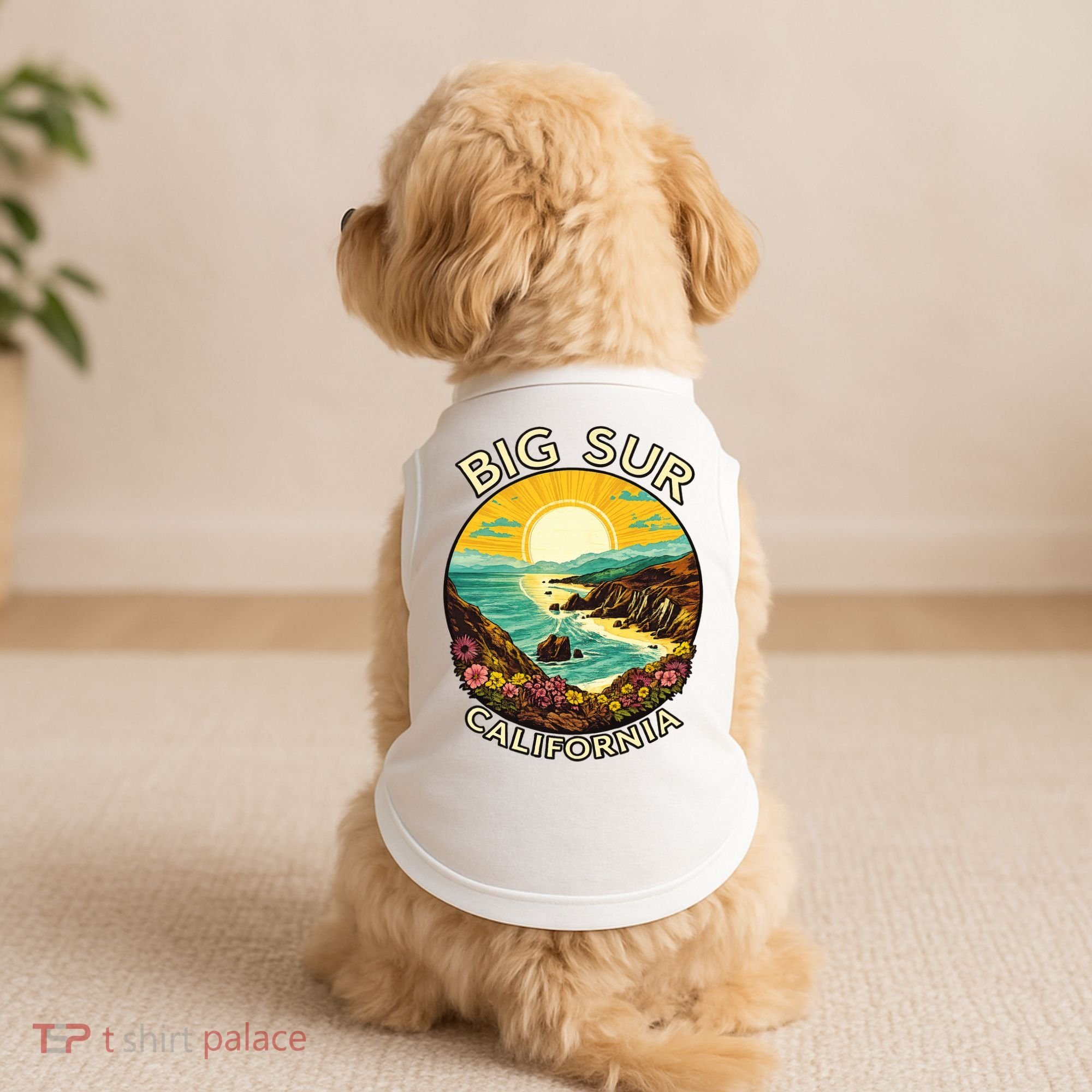 Big Sur California Beach Central Coast Retro Forest Camping Doggie Tank