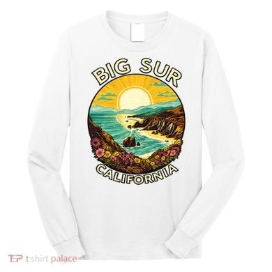 Big Sur California Beach Central Coast Retro Forest Camping Long Sleeve Shirt