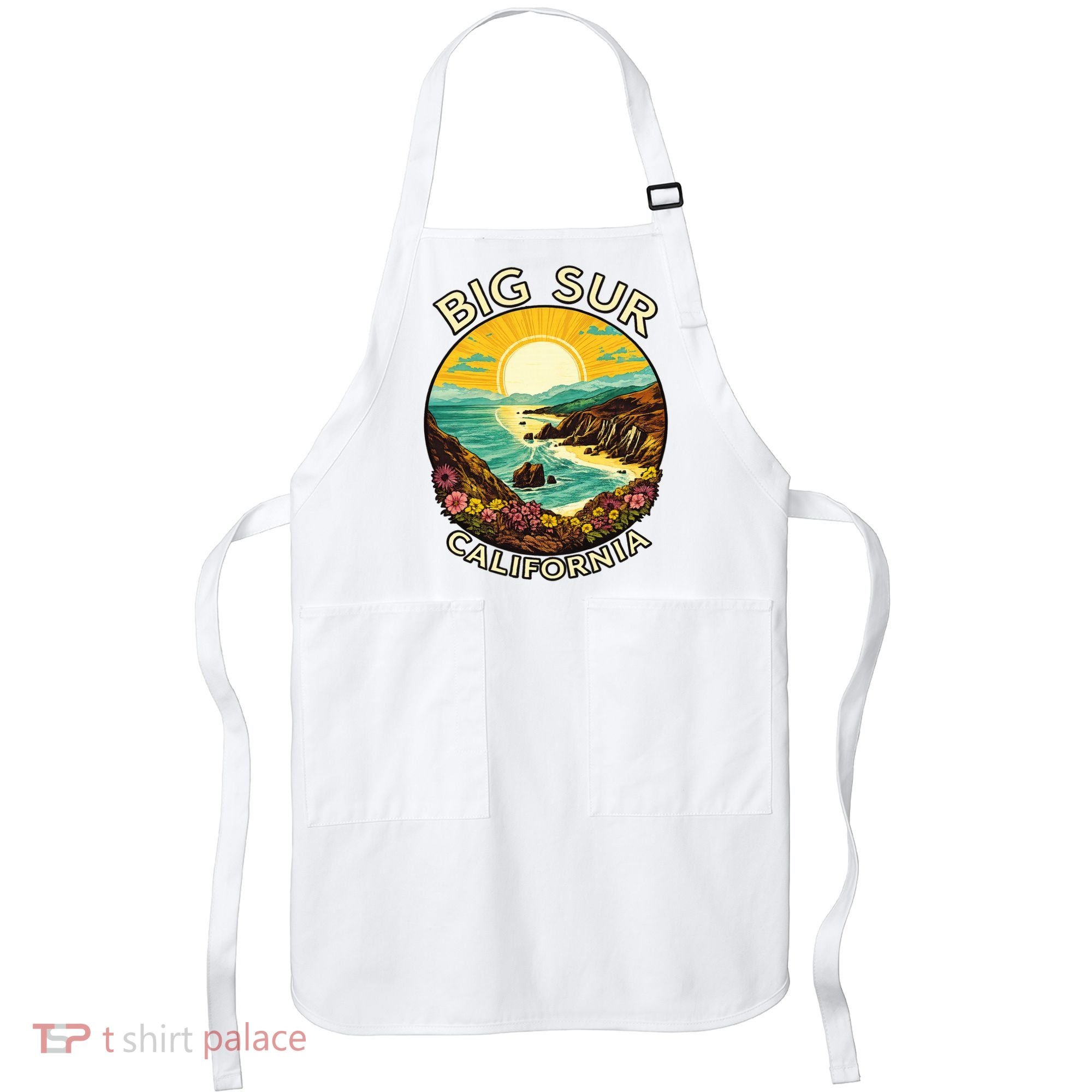Big Sur California Beach Central Coast Retro Forest Camping Apron