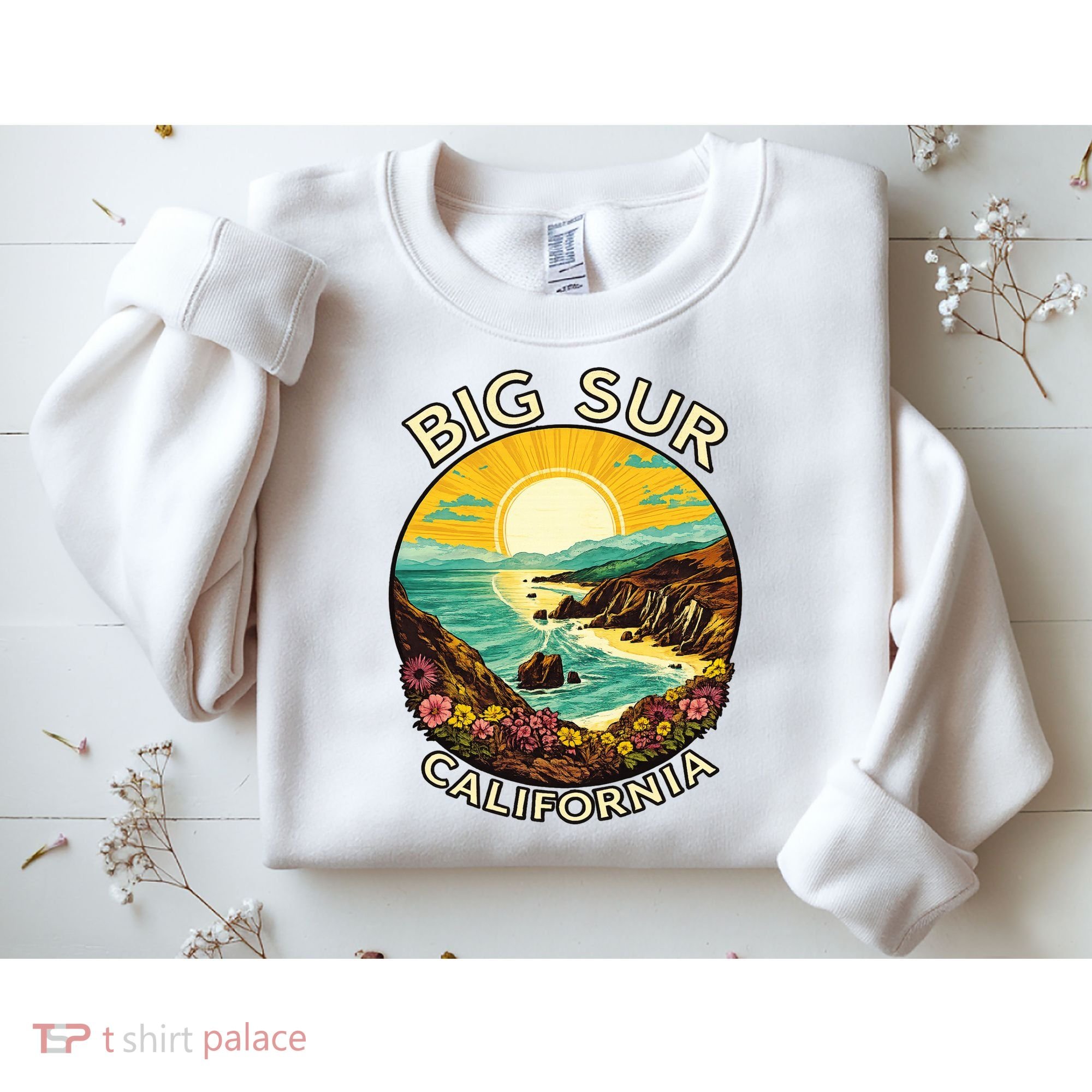 Big Sur California Beach Central Coast Retro Forest Camping Sweatshirt