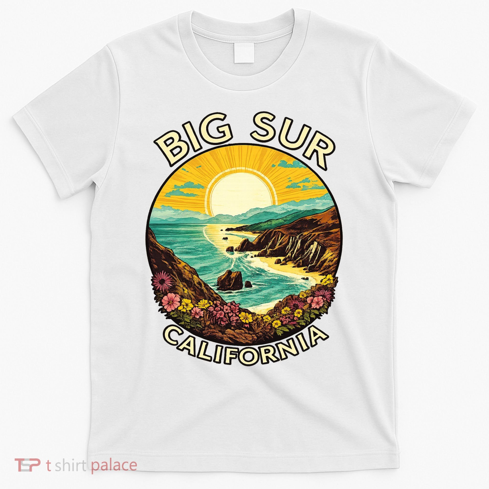 Big Sur California Beach Central Coast Retro Forest Camping T-Shirt