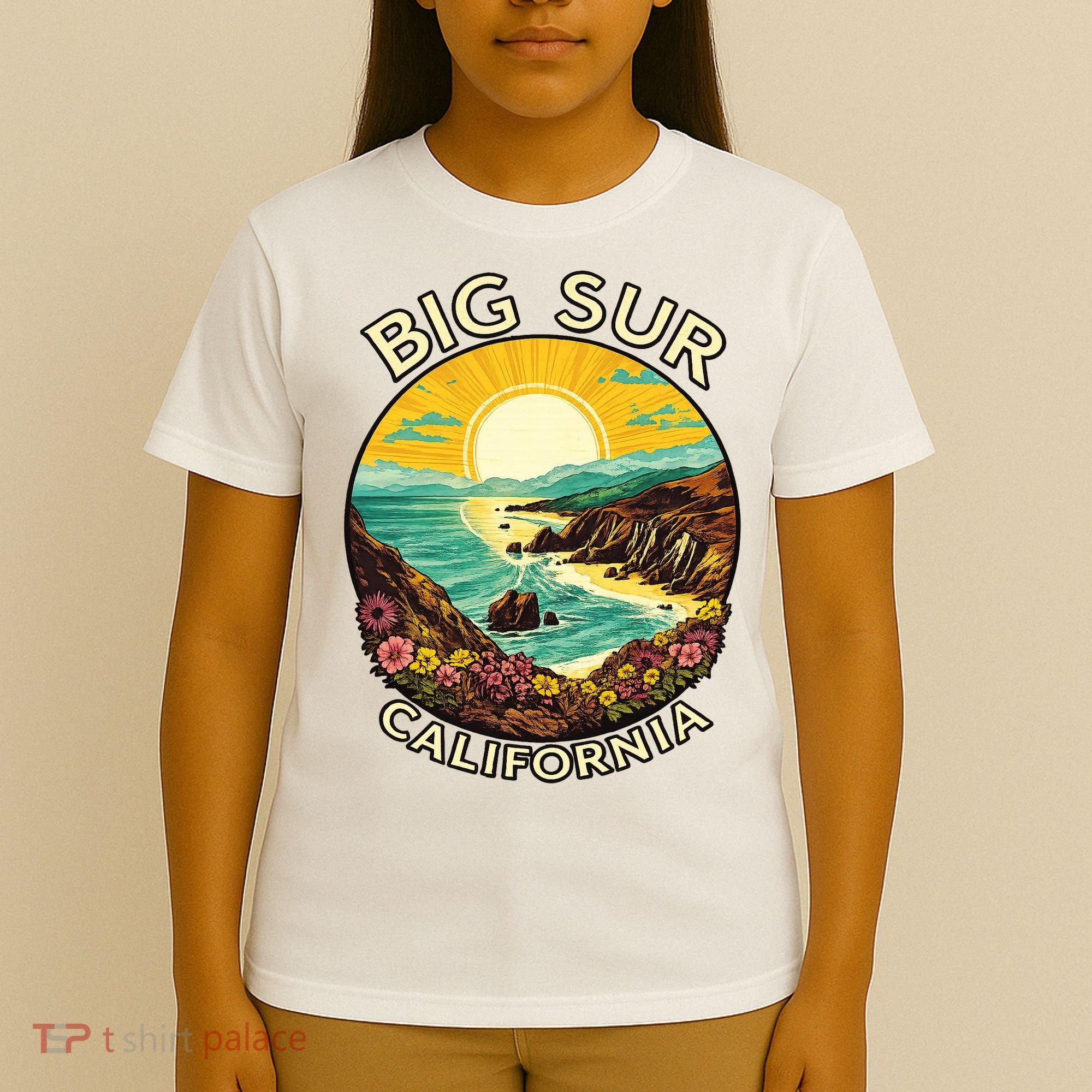 Big Sur California Beach Central Coast Retro Forest Camping T-Shirt