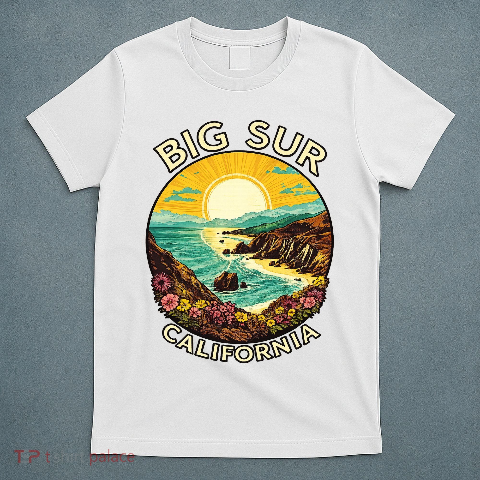 Big Sur California Beach Central Coast Retro Forest Camping T-Shirt