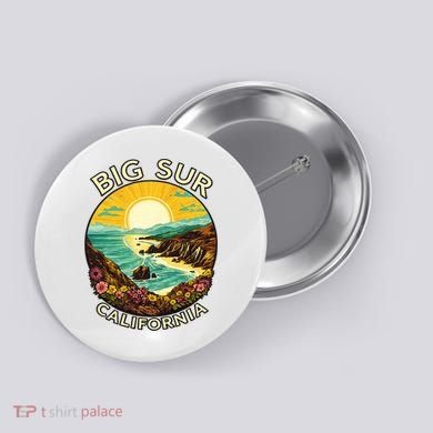 Big Sur California Beach Central Coast Retro Forest Camping Button