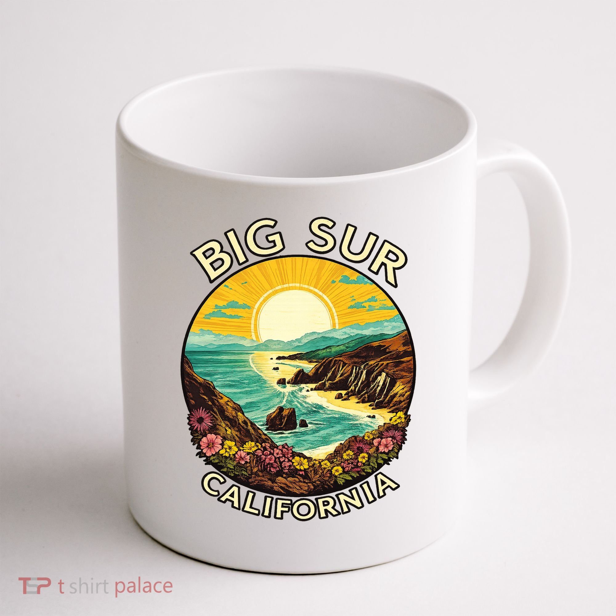 Big Sur California Beach Central Coast Retro Forest Camping Coffee Mug