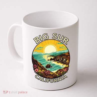 Big Sur California Beach Central Coast Retro Forest Camping Coffee Mug