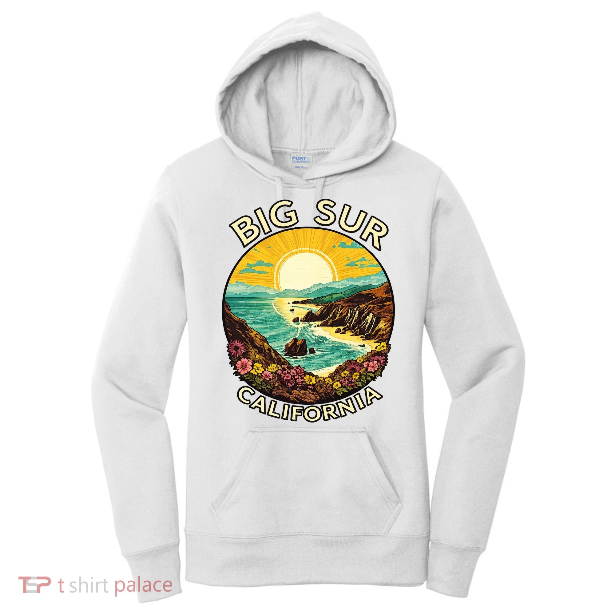 Big Sur California Beach Central Coast Retro Forest Camping Women's Hoodie