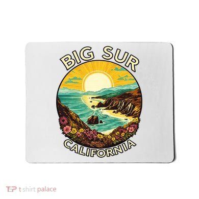 Big Sur California Beach Central Coast Retro Forest Camping Mousepad