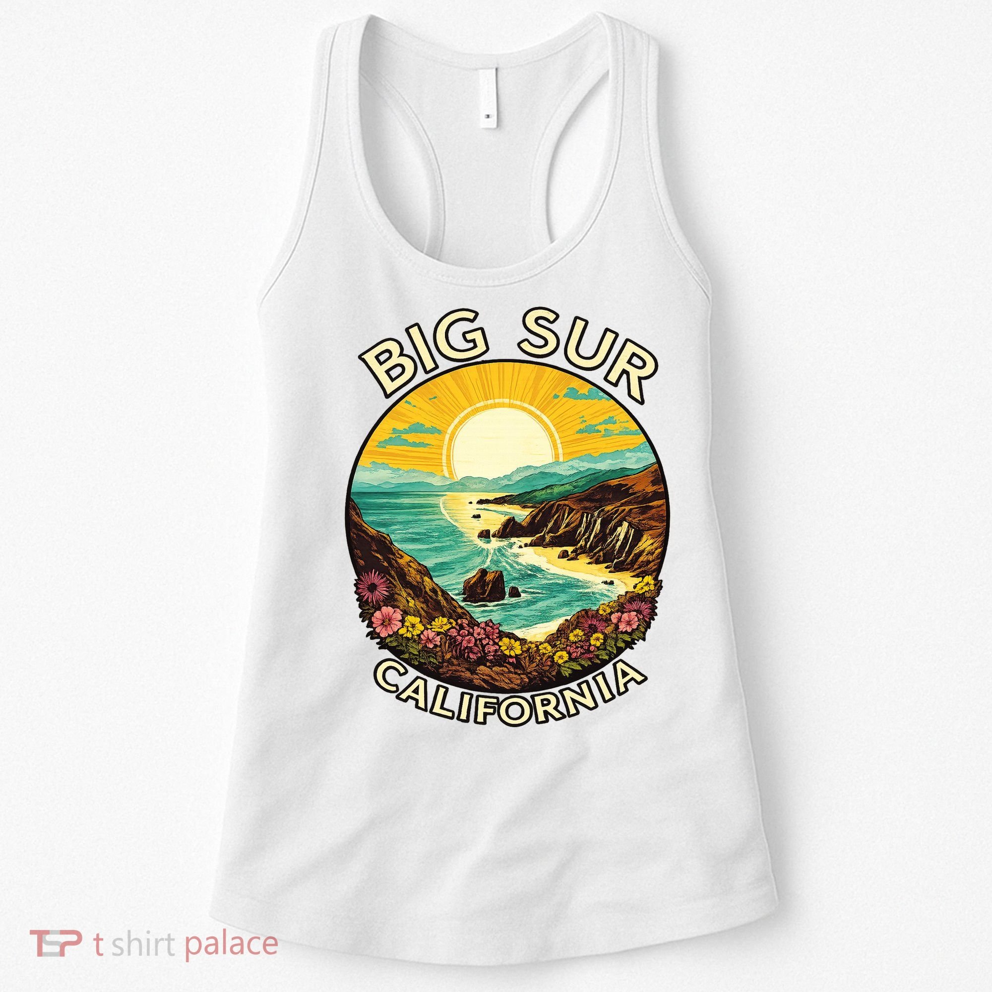 Big Sur California Beach Central Coast Retro Forest Camping Women's Tank Top