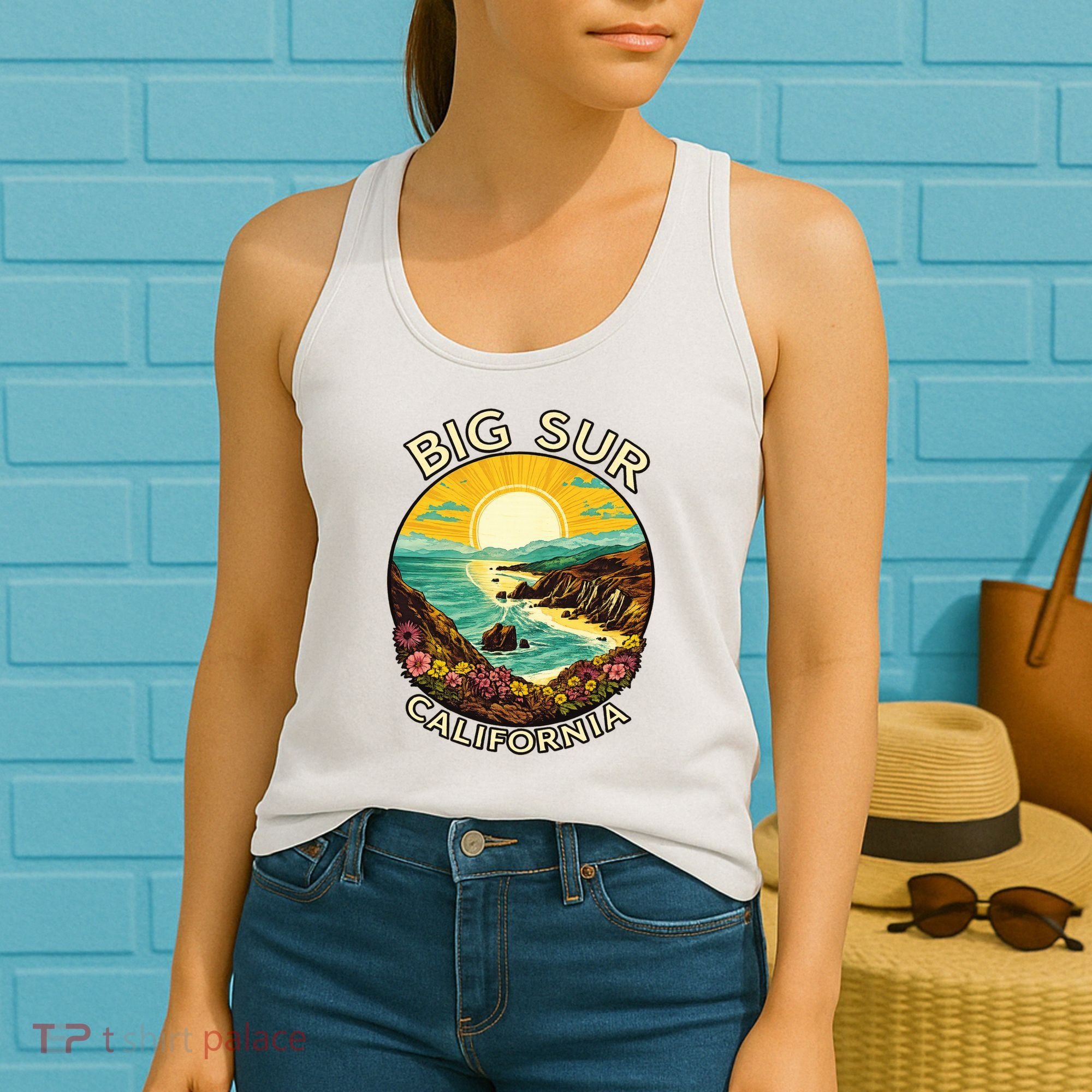 Big Sur California Beach Central Coast Retro Forest Camping Women's Tank Top