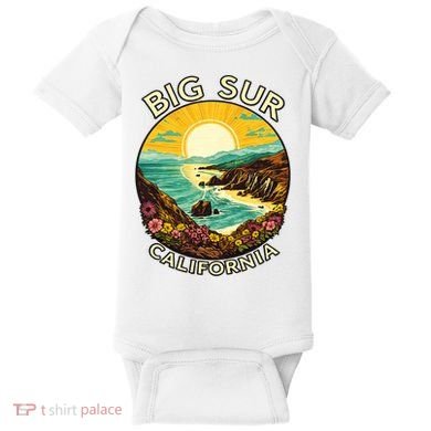 Big Sur California Beach Central Coast Retro Forest Camping Baby Bodysuit