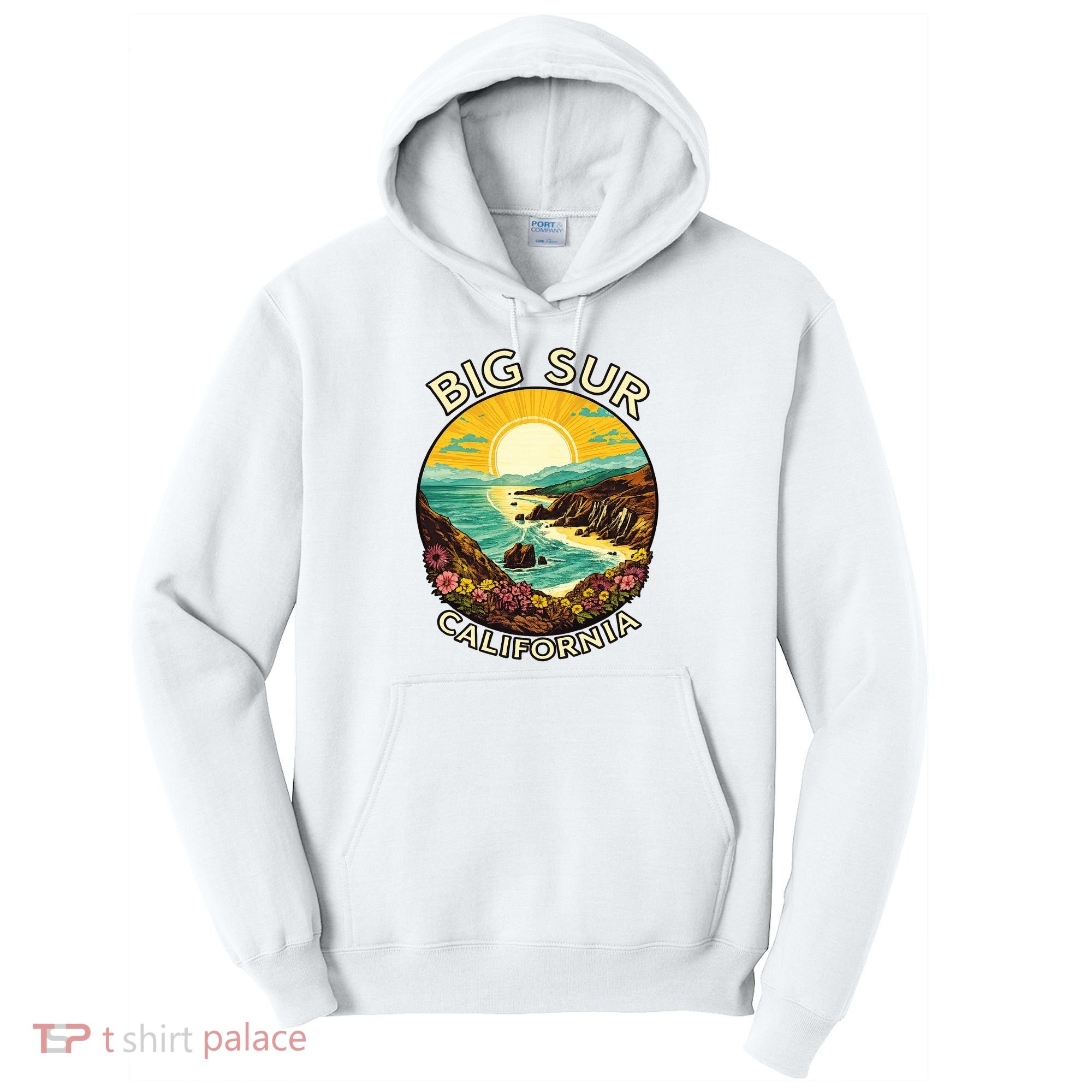Big Sur California Beach Central Coast Retro Forest Camping Tall Hoodie