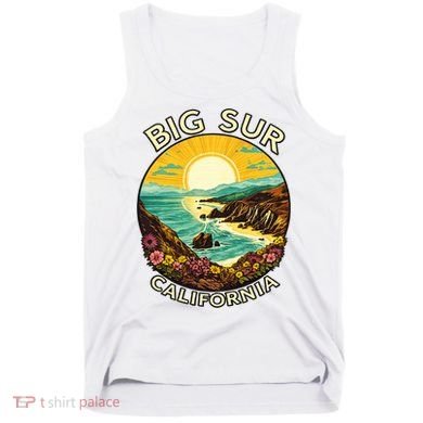 Big Sur California Beach Central Coast Retro Forest Camping Tank Top