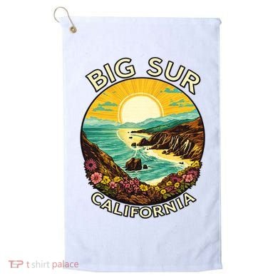 Big Sur California Beach Central Coast Retro Forest Camping Golf Towel