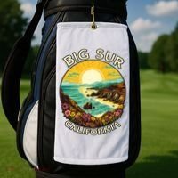 Big Sur California Beach Central Coast Retro Forest Camping Golf Towel thumb 2