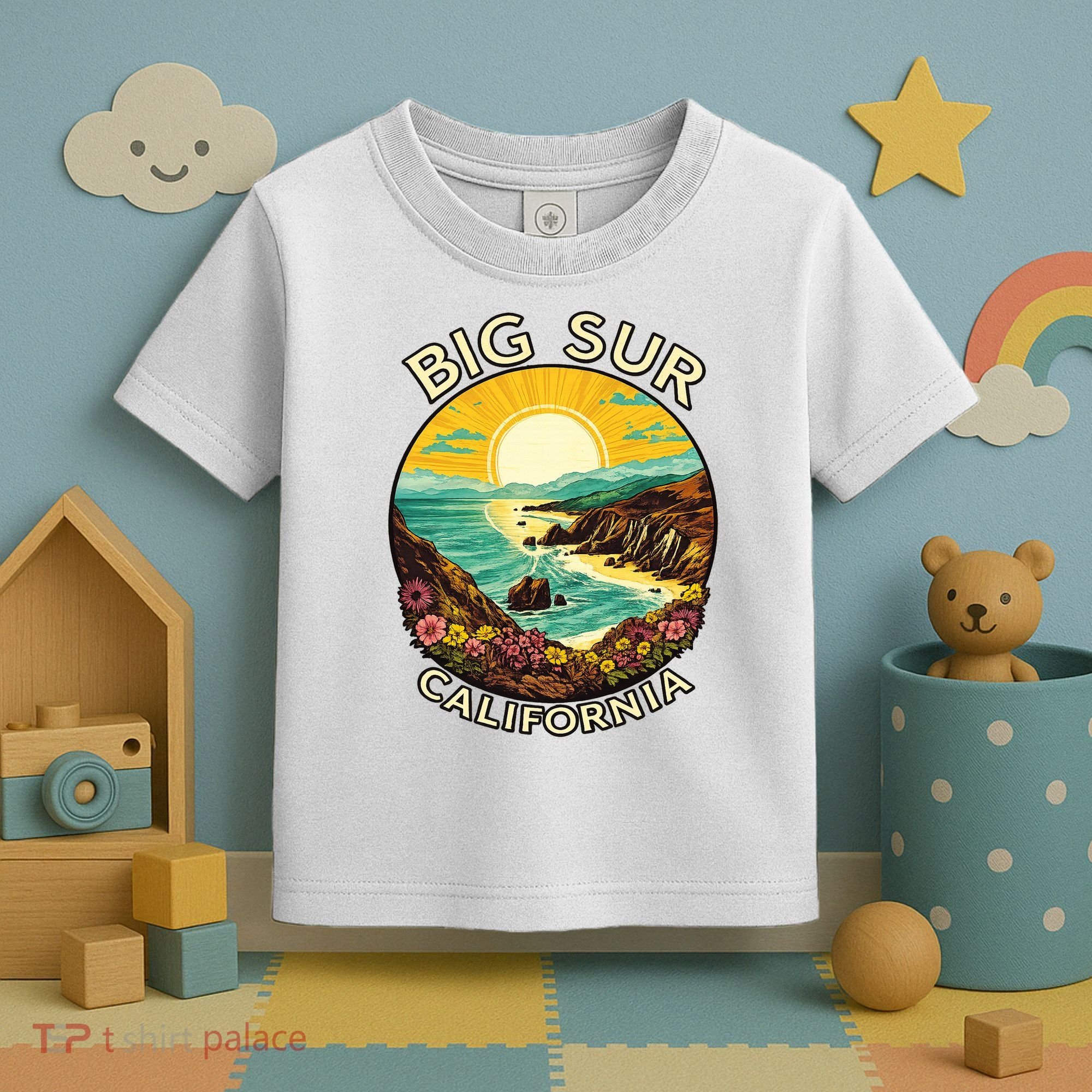 Big Sur California Beach Central Coast Retro Forest Camping Toddler T-Shirt