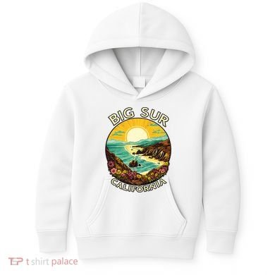 Big Sur California Beach Central Coast Retro Forest Camping Kids Hoodie