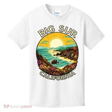Big Sur California Beach Central Coast Retro Forest Camping Kids T-Shirt