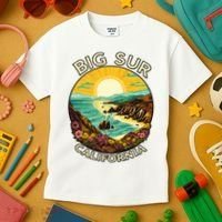 Big Sur California Beach Central Coast Retro Forest Camping Kids T-Shirt thumb 3
