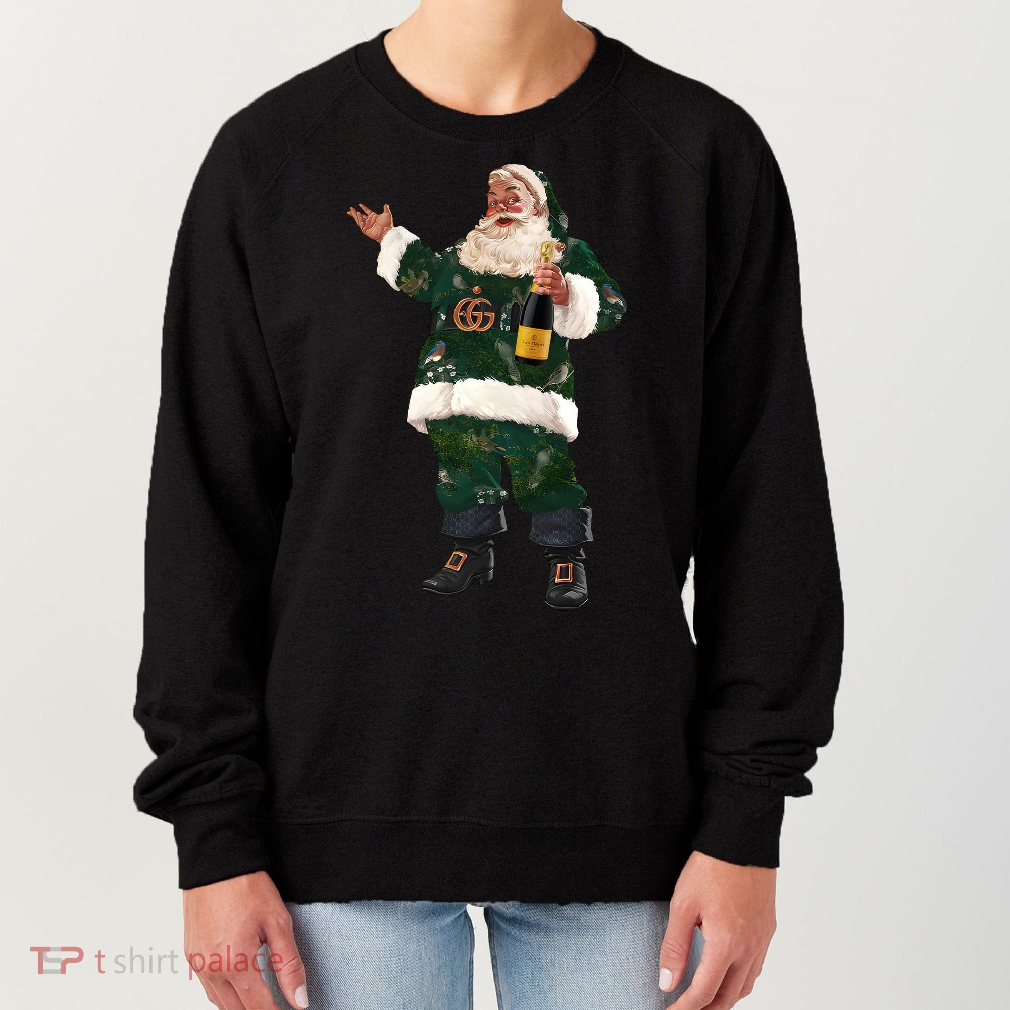 Boujee Santa Champagne Luxe Santa Funny Christmas Women's Sweatshirt