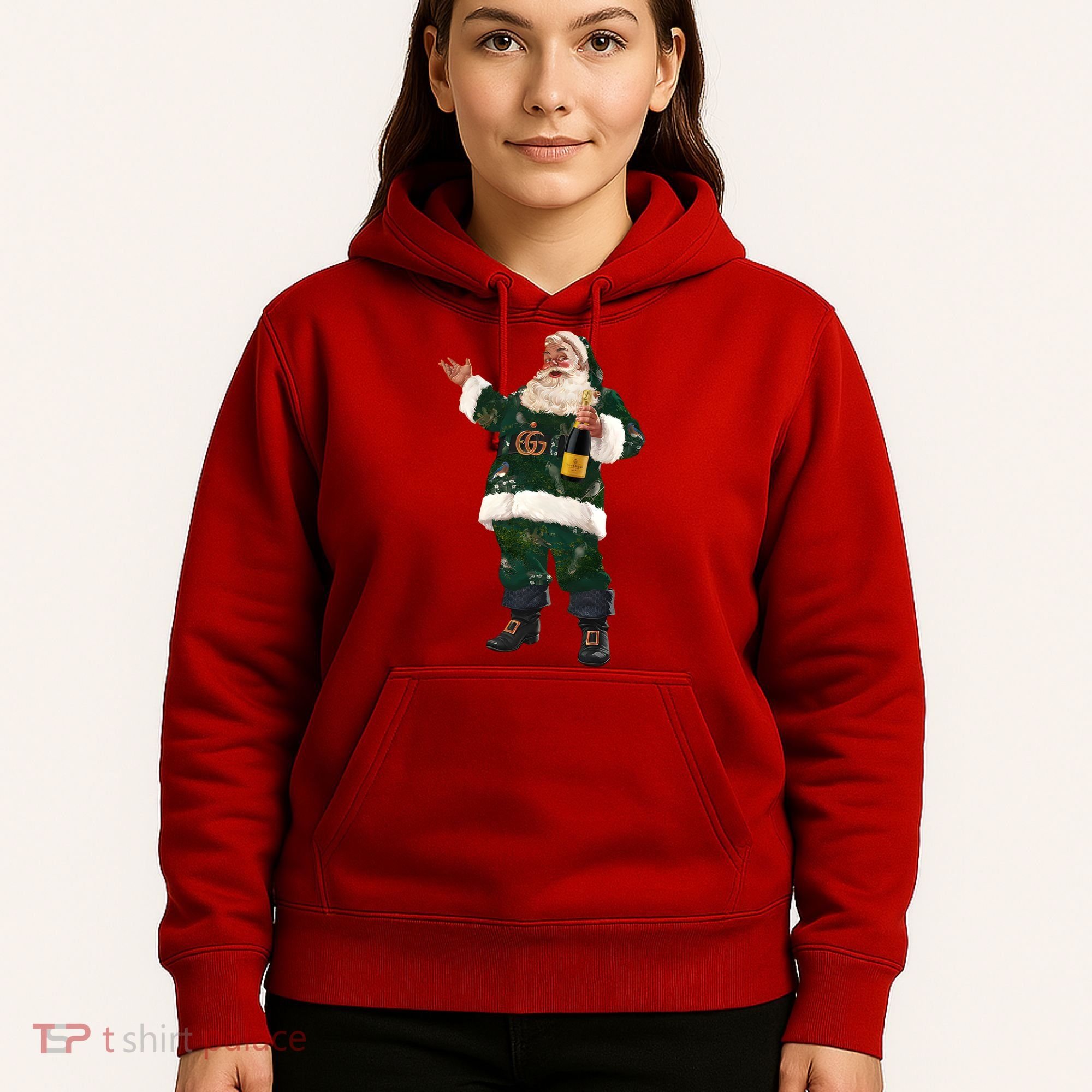 Boujee Santa Champagne Luxe Santa Funny Christmas Hoodie