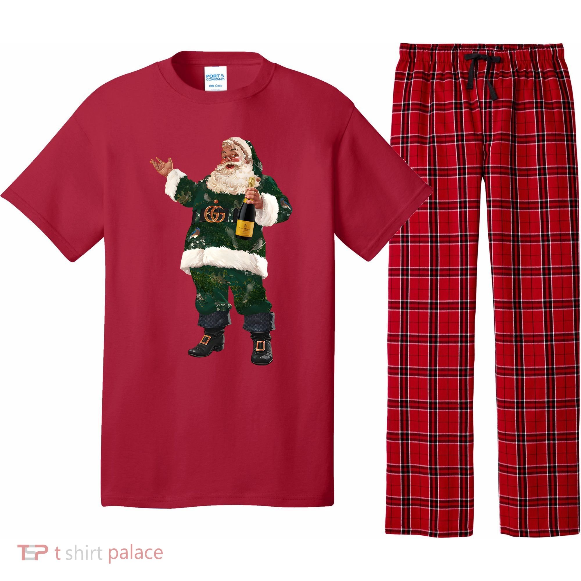 Boujee Santa Champagne Luxe Santa Funny Christmas Pajama Set