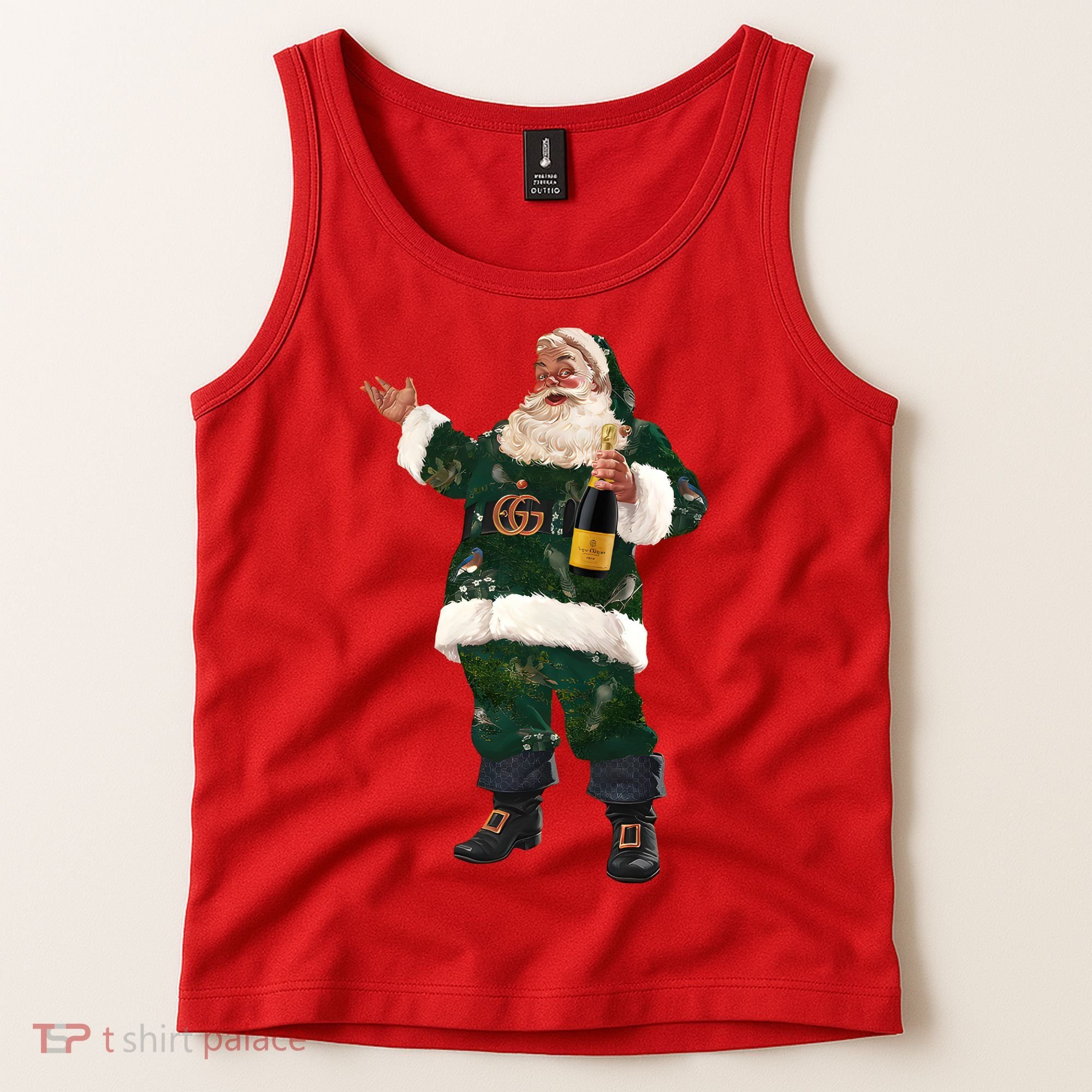 Boujee Santa Champagne Luxe Santa Funny Christmas Tank Top