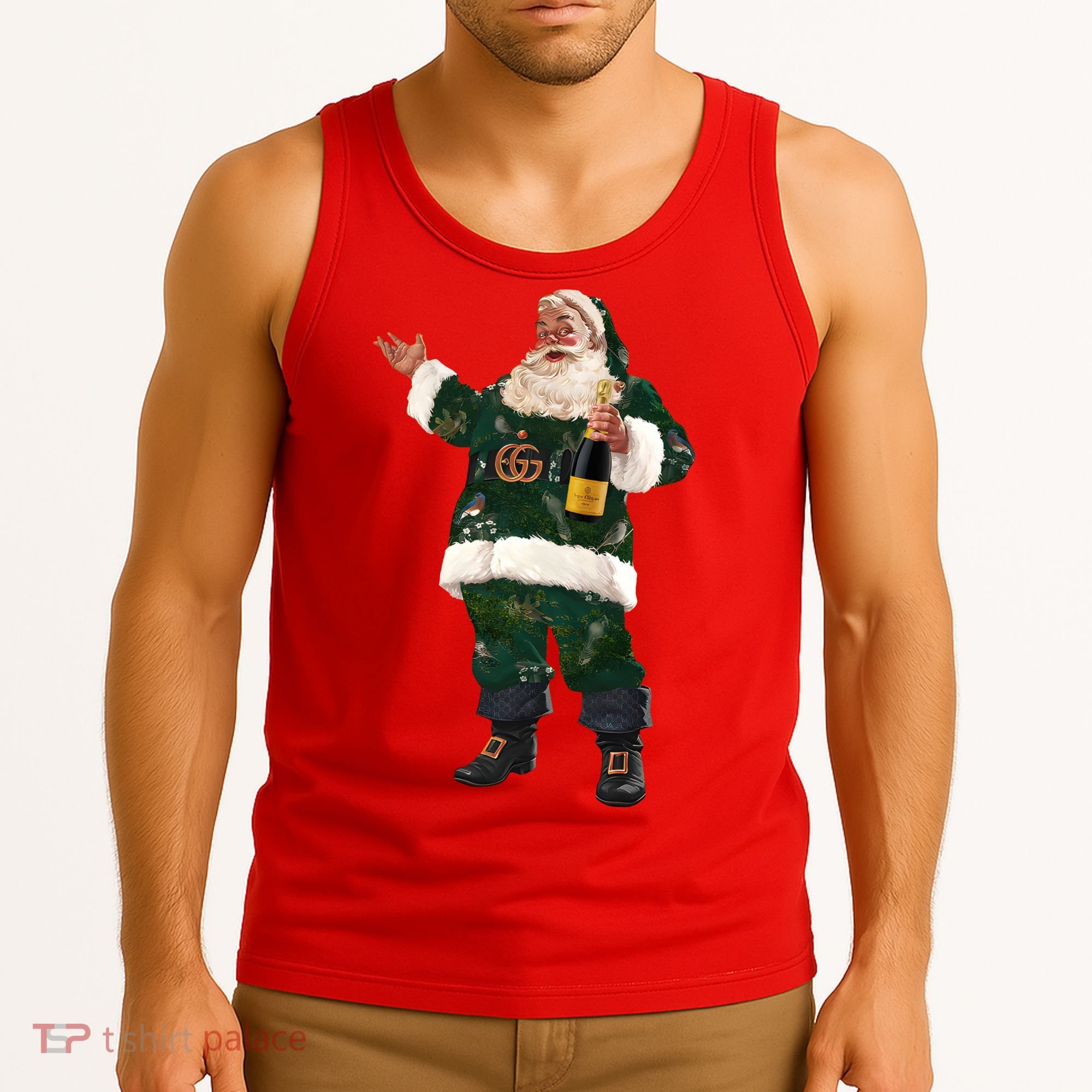 Boujee Santa Champagne Luxe Santa Funny Christmas Tank Top
