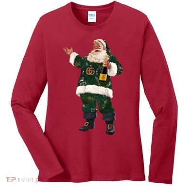 Boujee Santa Champagne Luxe Santa Funny Christmas Women's Long Sleeve Shirt