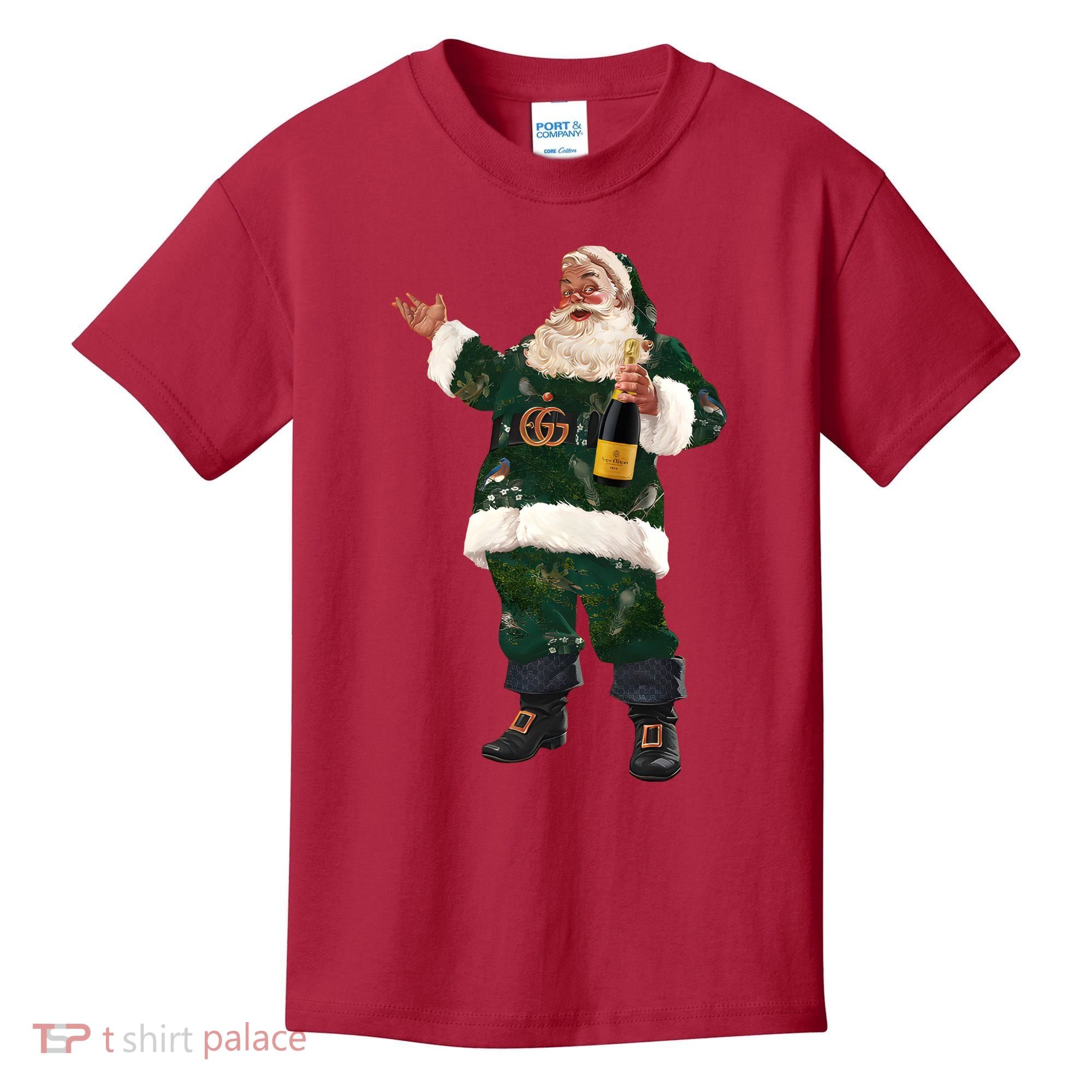 Boujee Santa Champagne Luxe Santa Funny Christmas Kids T-Shirt